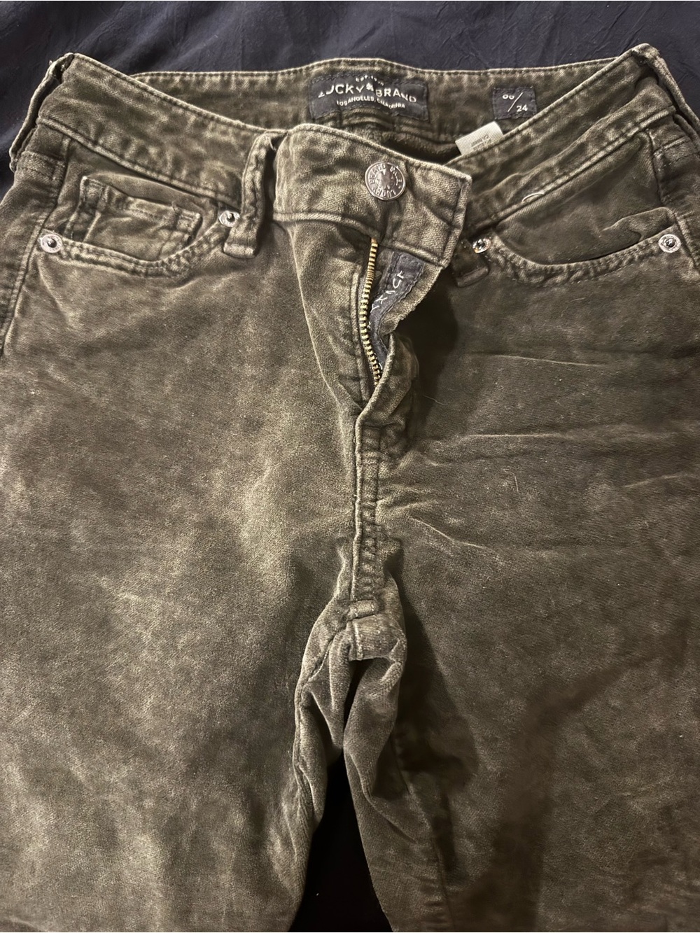 Lucky Brand Womens Olive velvet Pants
